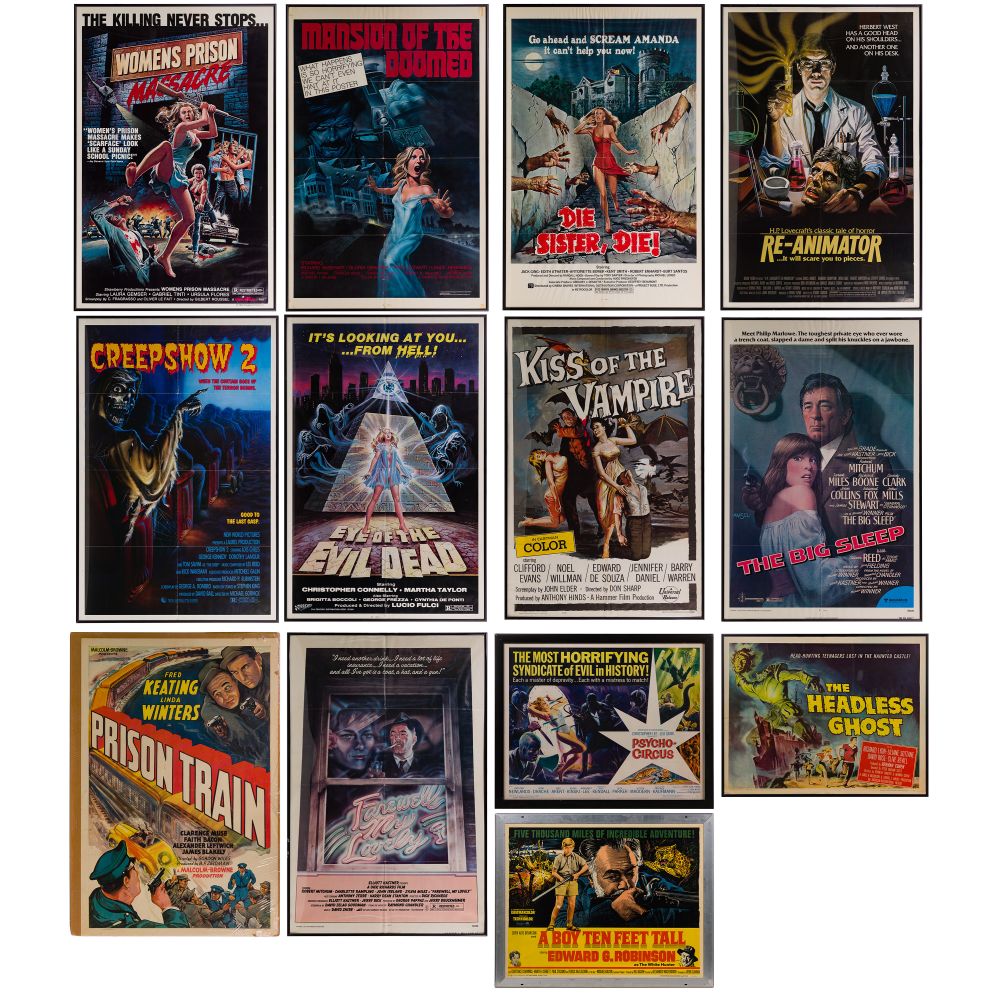 Appraisal: MOVIE POSTER ASSORTMENT items including horror from Mansion of the