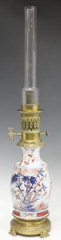 Appraisal: French Aesthetic Movement oil lamp late th c colorless glass