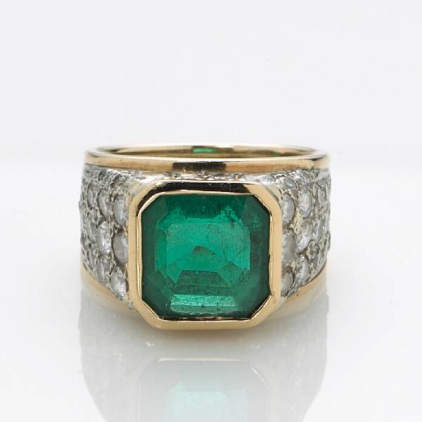 Appraisal: An emerald and diamond ring emerald weighing approximately carats estimated