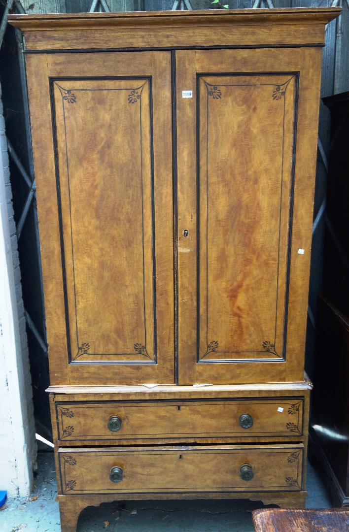 Appraisal: A th century scumble painted linen press the pair of