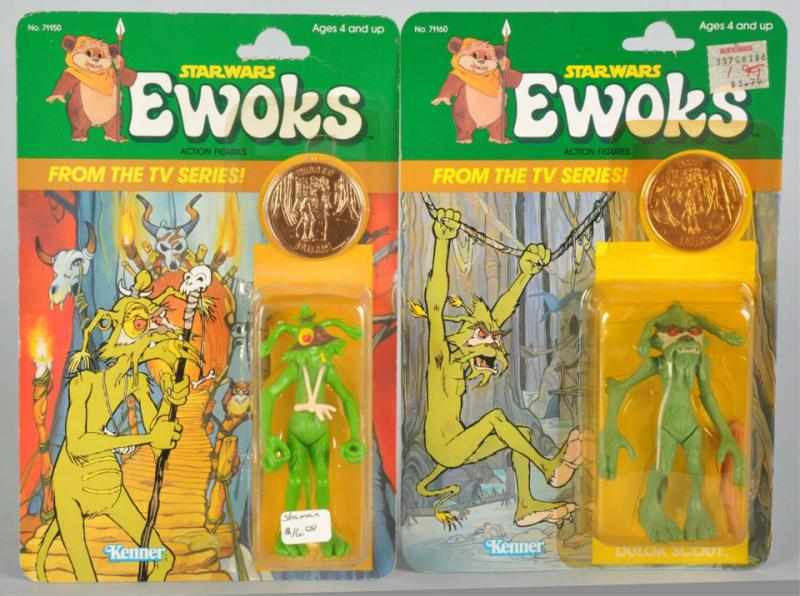 Appraisal: Lot of Star Wars Ewoks Carded Figures Description Includes Dulok