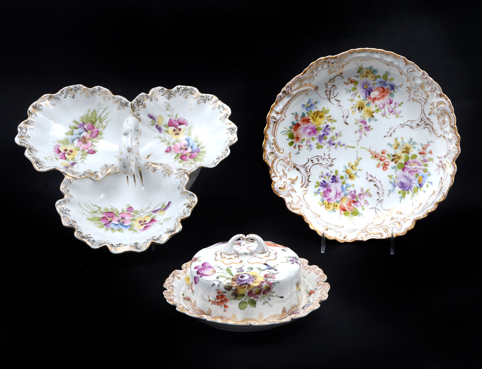 Appraisal: PIECE PORCELAIN INCLUDING MEISSEN CHEESE DISH Comprising - Austrian handled