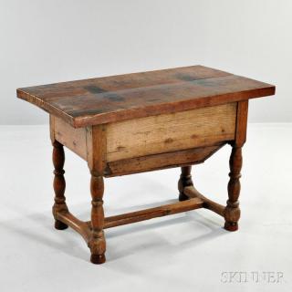 Appraisal: Dutch Oak Dough Box th century with turned legs and