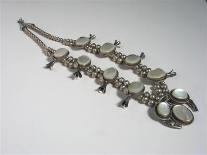 Appraisal: Southwest American Indian silver and Morher-of-pearl Squash necklace th centruy