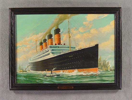 Appraisal: Ship Portrait Circa Cunard Line Aquitania in New York harbor