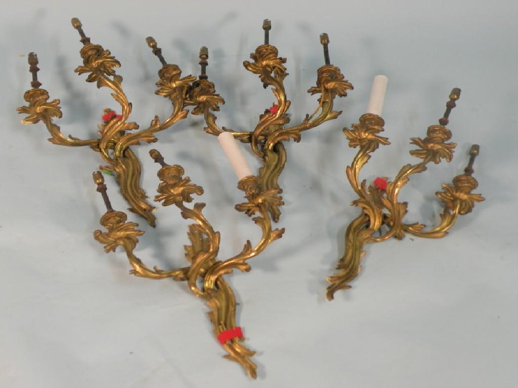 Appraisal: A set of four late th early thC gilt metal