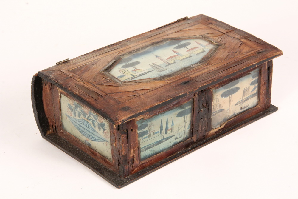 Appraisal: GRAND TOUR KEEPSAKE BOX - Italian Inlaid Book Form Box