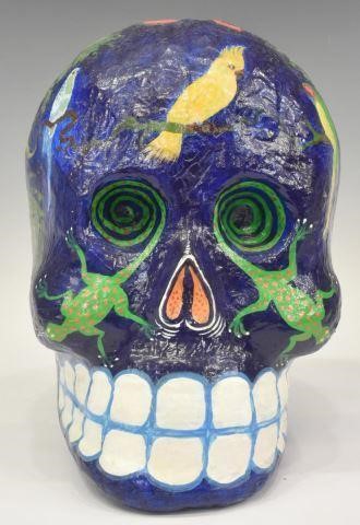 Appraisal: Mexican Folk Art painted papier-mache calavera skull Felipe Linares Mexico