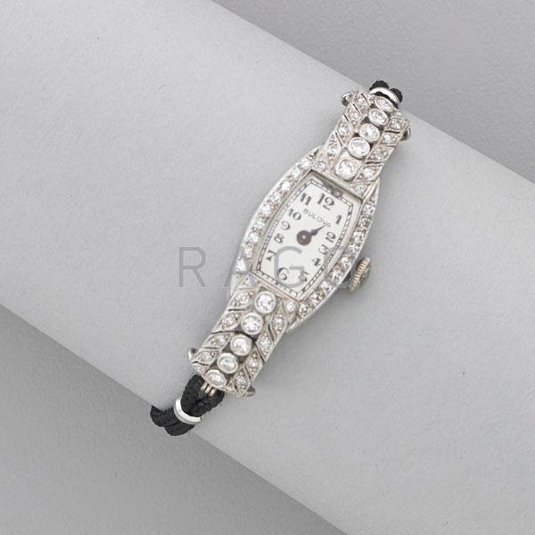 Appraisal: ART DECO DIAMOND PLATINUM DRESS WATCH Condition Report