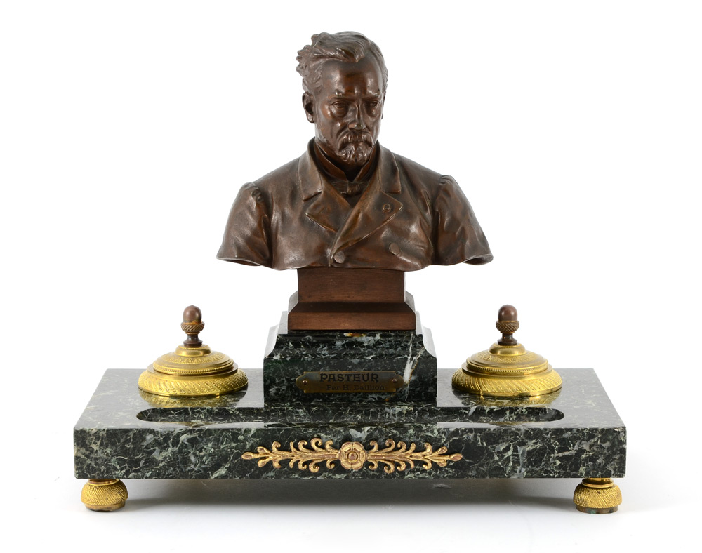 Appraisal: DAILLION Horace French - Louis Pasteur Bronze affixed to marble