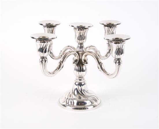 Appraisal: A German Silver Five-Light Candelabra Height inches