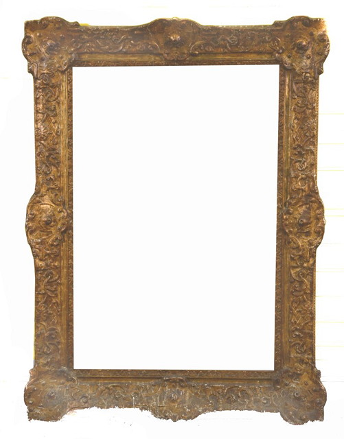 Appraisal: A TH CENTURY GILT GESSO FRAME with swept corners moulded