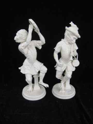 Appraisal: Pair of Mottahedeh Porcelain Figurines ofmonkey's with musical instruments white