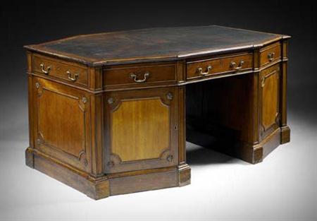 Appraisal: A George III mahogany partners' library desk the top of