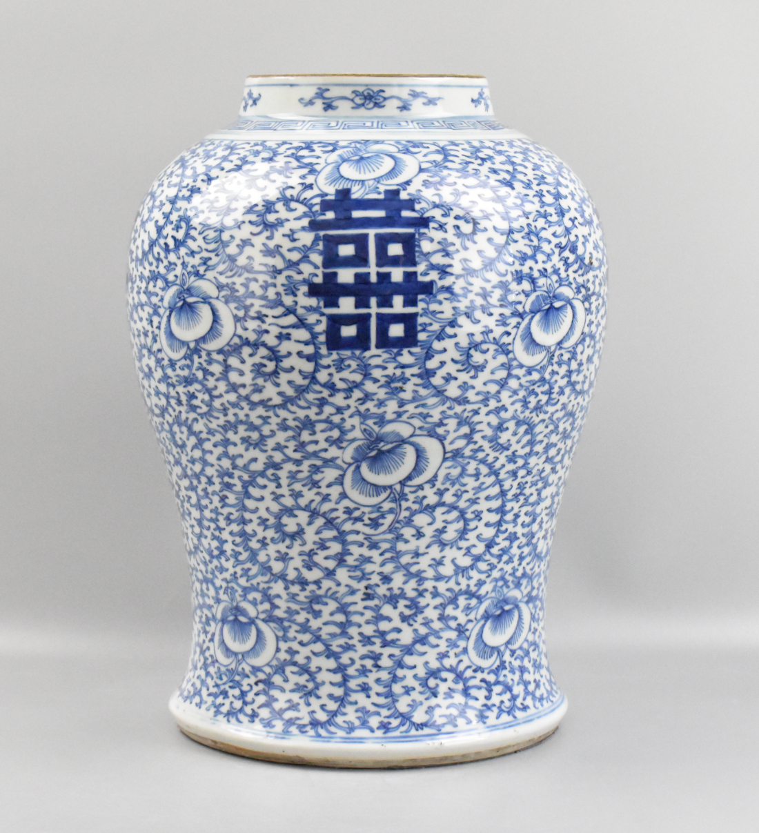 Appraisal: Chinese th C blue and white jar painted with scrolling