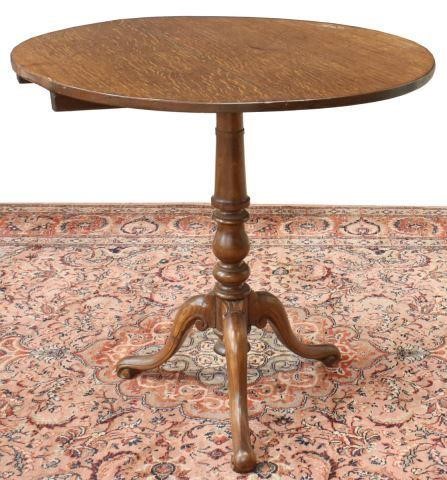 Appraisal: English oak tilt-top tea table th c circular tabletop over