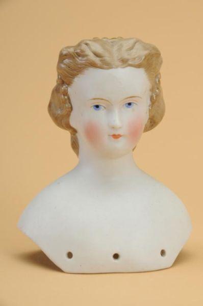 Appraisal: Parian Lady Head with Fancy Hairstyle Germany ca untinted bisque