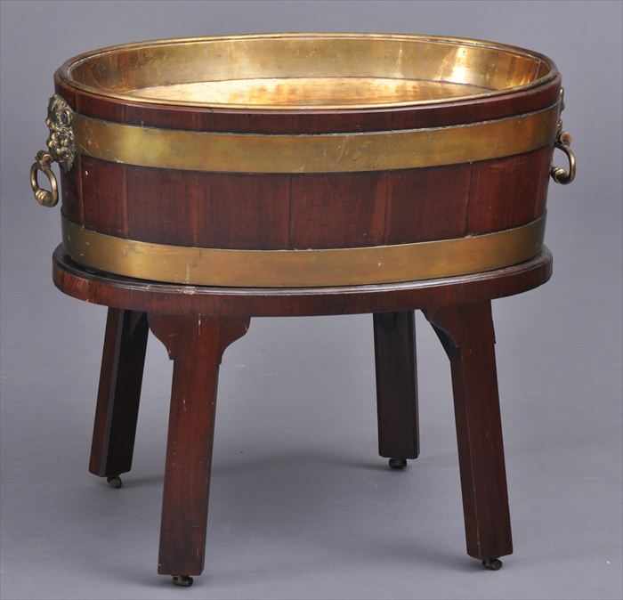 Appraisal: GEORGE III BRASS-MOUNTED MAHOGANY OVAL WINE COOLER Now fitted with