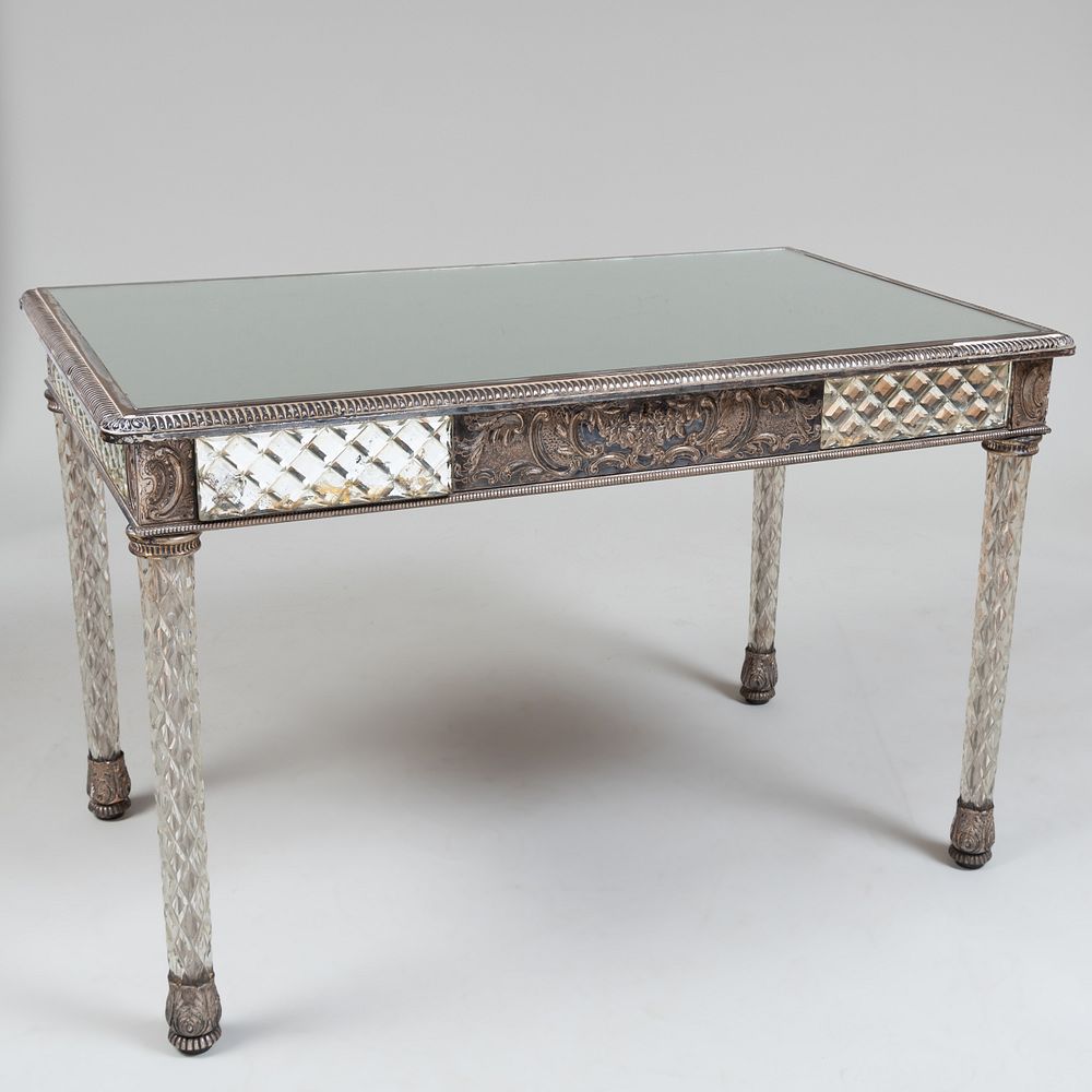 Appraisal: Unusual Edwardian Silver Plate-Mounted Cut Glass and Mirrored Dressing Table