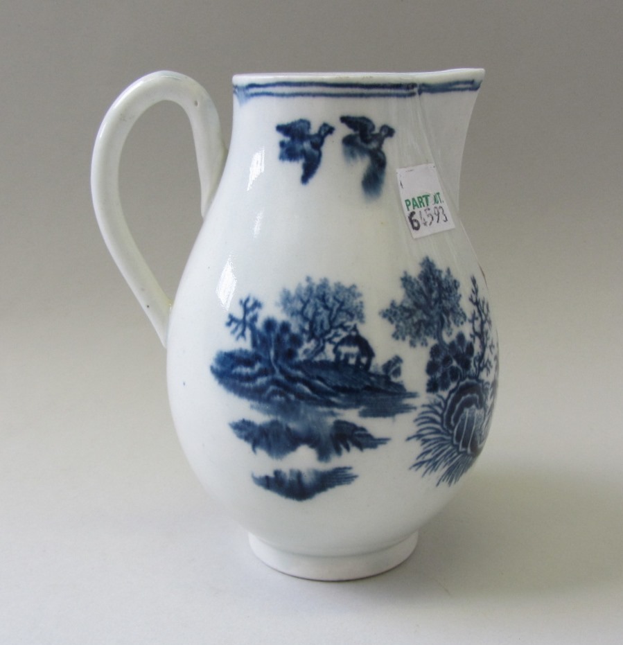 Appraisal: A Worcester blue and white 'sparrow beak' jug circa transfer