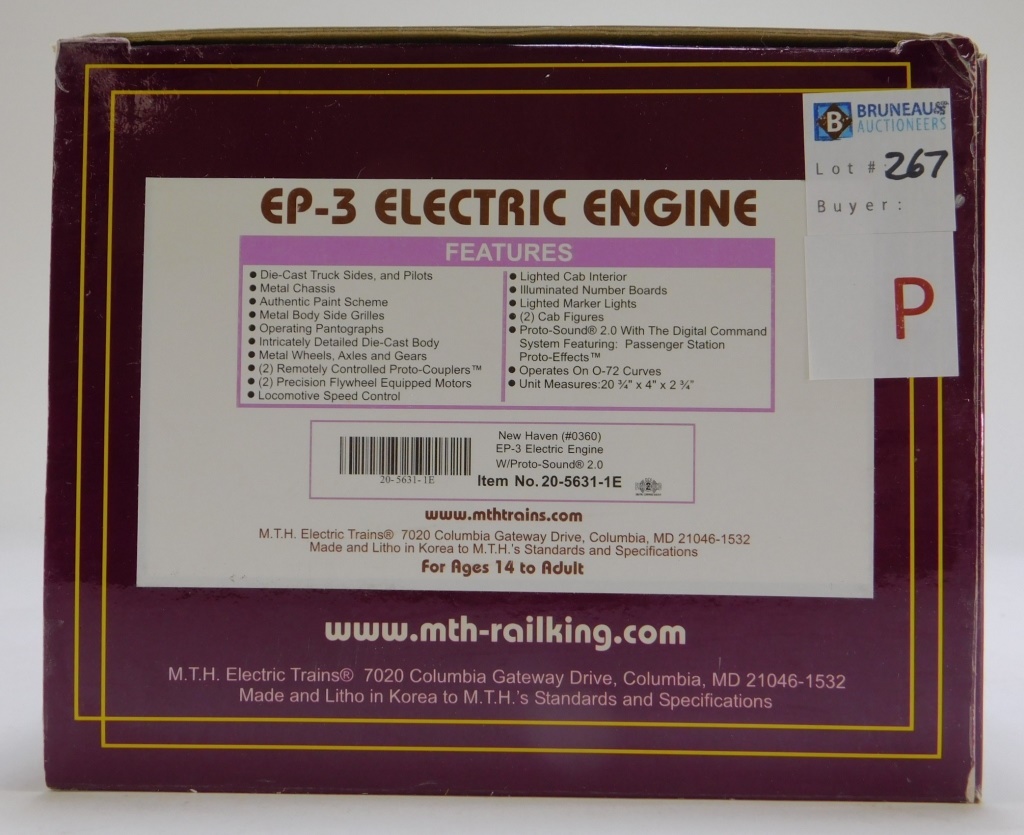 Appraisal: MTH NEW HAVEN EP- ELECTRIC ENGINE O GAUGE TRAIN Item