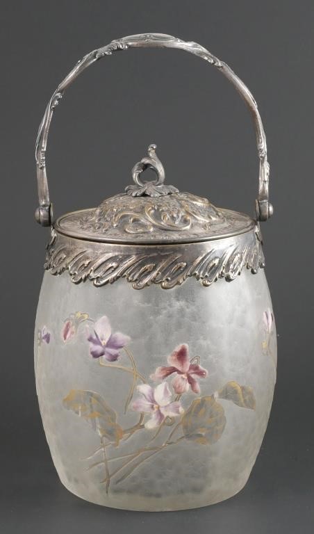 Appraisal: FRENCH ART GLASS BISCUIT JAR