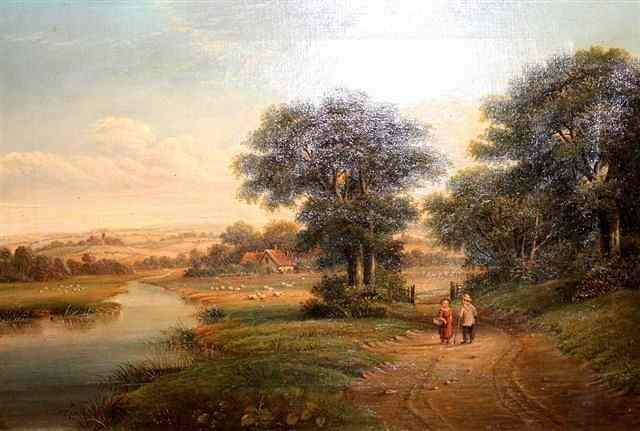 Appraisal: FOLLOWER OF JOSEPH THORSTwo figures conversing on a roadway in