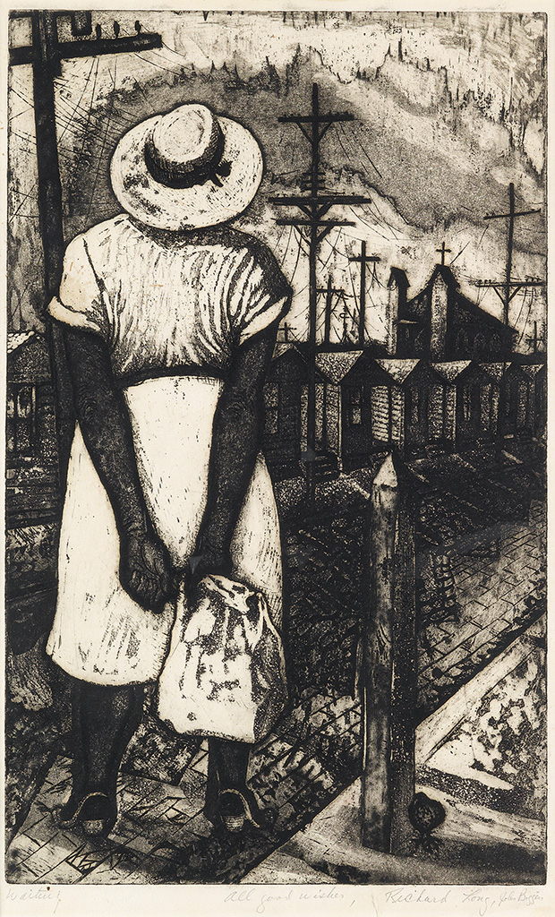 Appraisal: JOHN BIGGERS - Waiting Etching and aquatint on cream wove