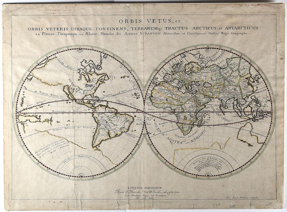 Appraisal: Sanson Orbis Vetus World Map Paris Nicolas Sanson - Orbis