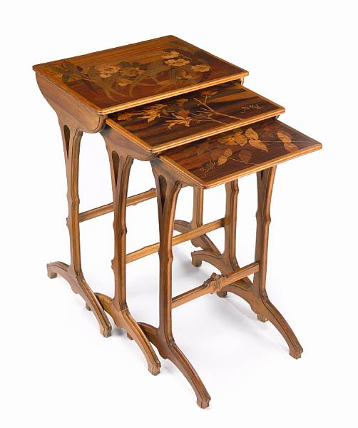 Appraisal: A nest of three Gall marquetry tables early th century