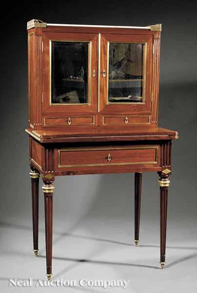 Appraisal: A Louis XVI-Style Mahogany and Brass-Mounted Bonheur du Jour th