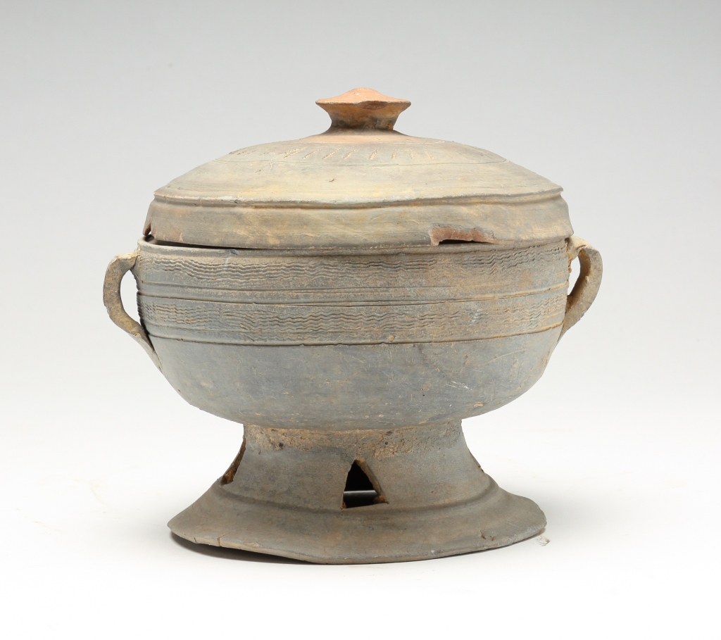 Appraisal: KOREAN SILLA COVERED VESSEL Most likely th- th century Pierced