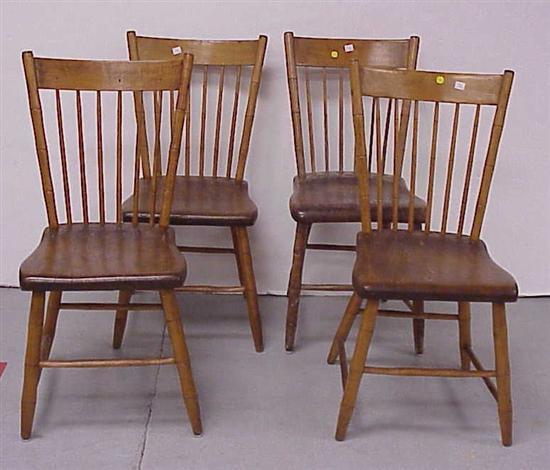 Appraisal: Set of four Windsor side chairs early th C natural