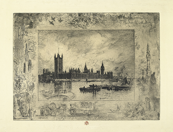 Appraisal: F LIX BUHOT Westminster Bridge Etching and drypoint x mm