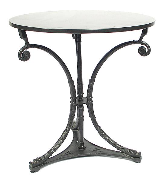 Appraisal: An Empire style cast iron and black slate top gueridon