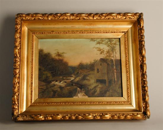 Appraisal: Illegible th C American Landscape with Derelict Mill by a