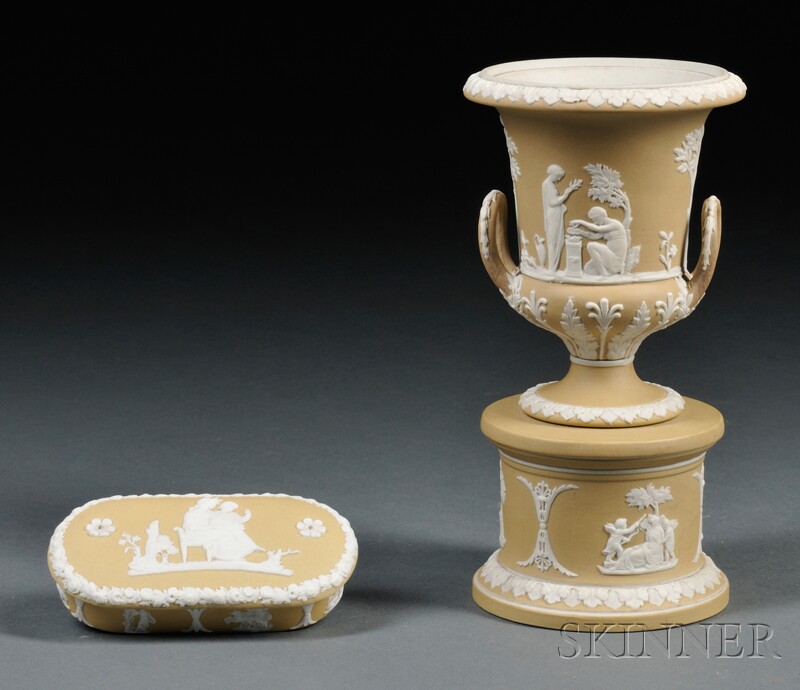 Appraisal: Two Wedgwood Yellow Jasper Dip Items England c both with