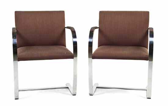 Appraisal: A Pair of Chromed Metal Brno Armchairs Mies Van Der