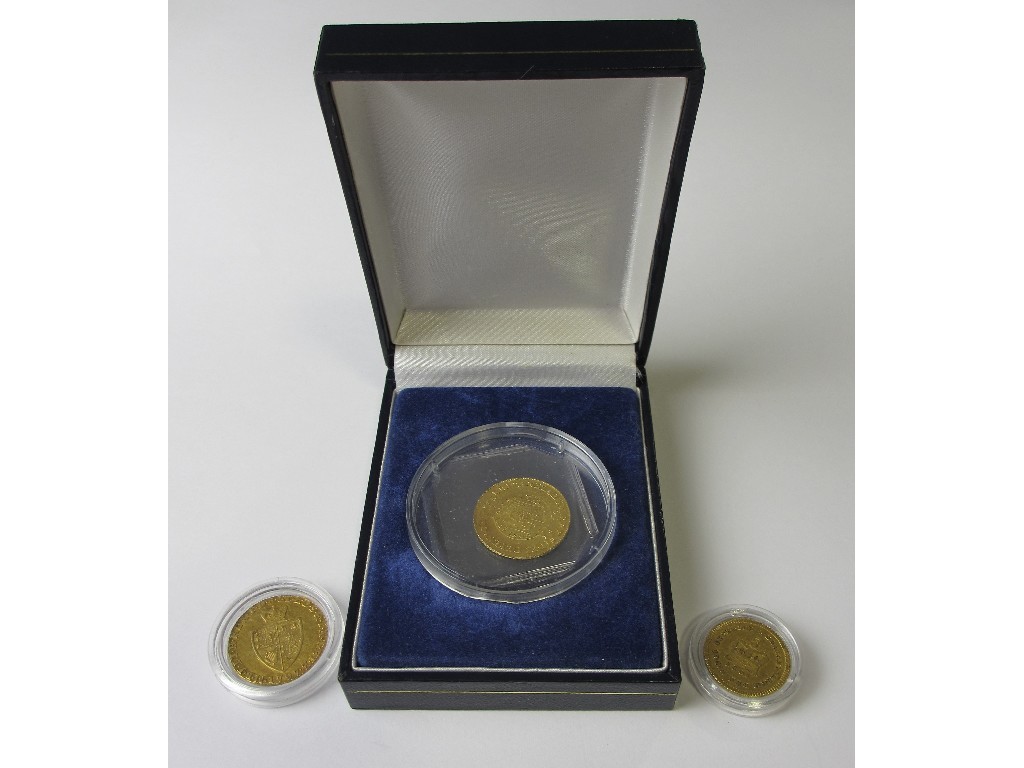 Appraisal: Three very fine gold coins to include George III spade