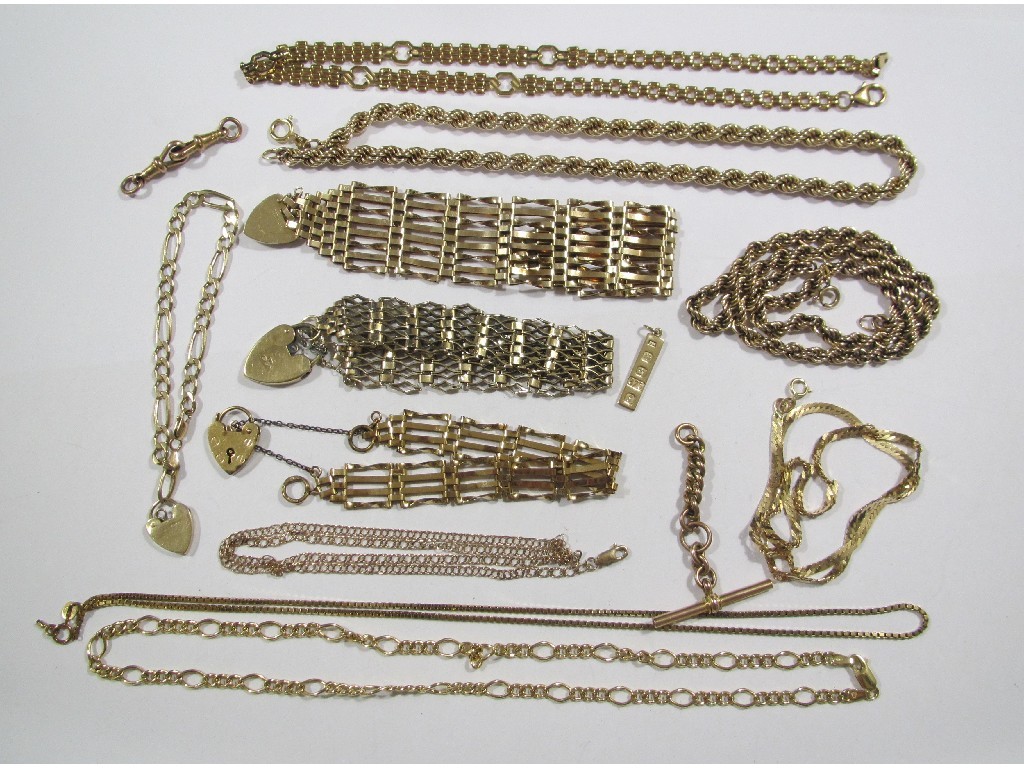 Appraisal: Lot of ct gold items to include gate bracelets neckchains