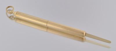 Appraisal: A k Gold Adjustable Toothpick k yellow gold retractable toothpick