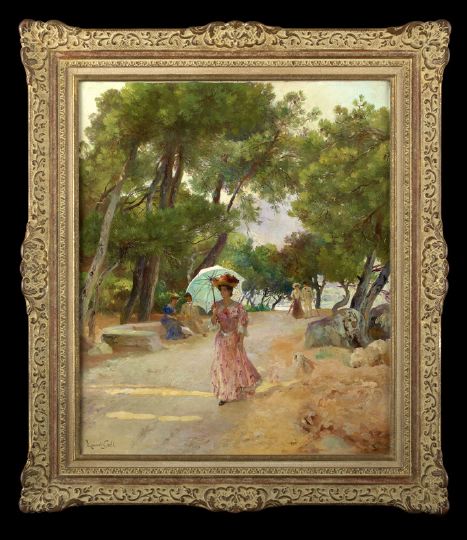 Appraisal: Laurent Lucien Gsell French - Fashionable Lady with Parasol Walking