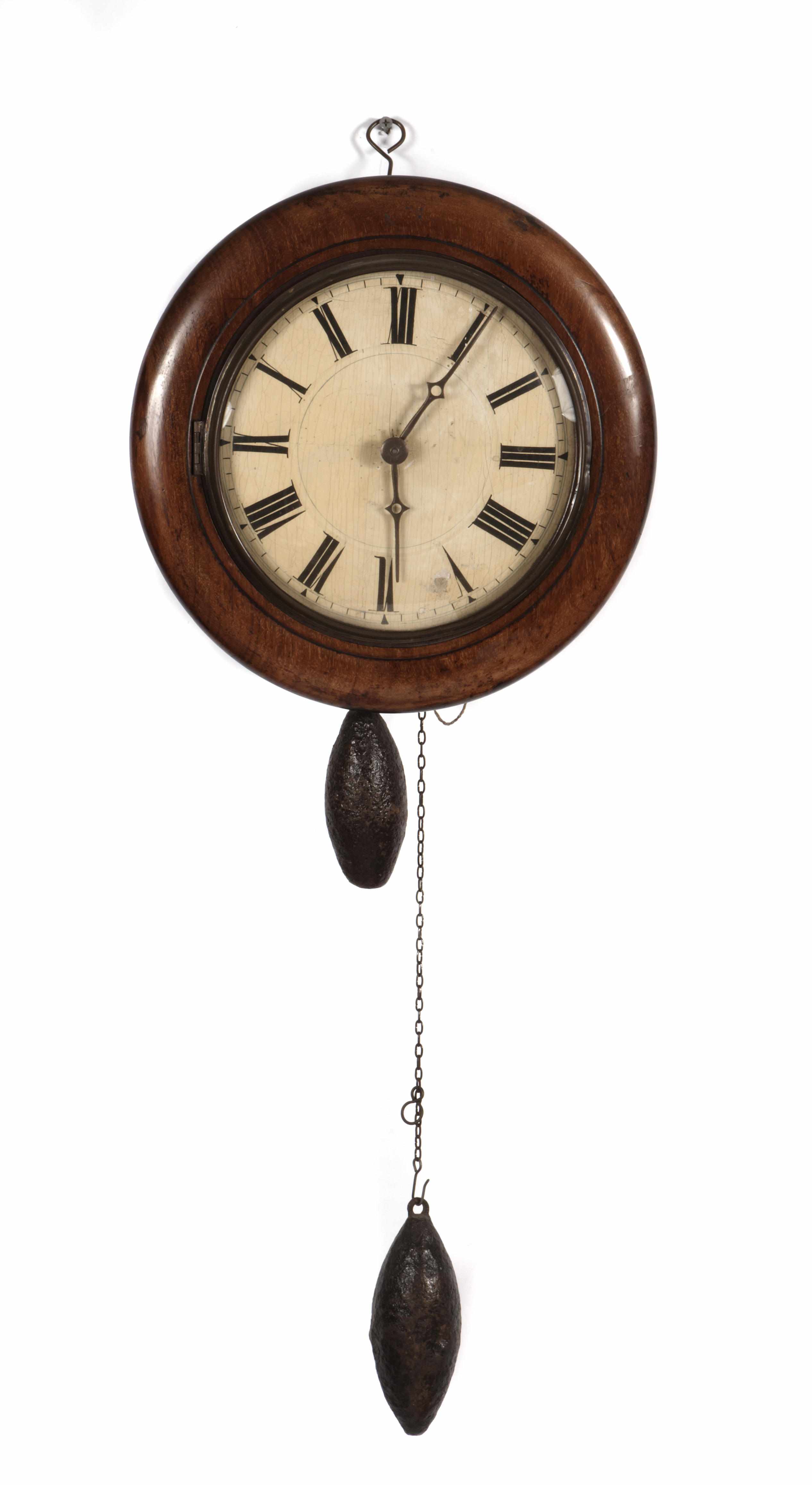 Appraisal: An English Victorian mahogany circular wall clock height in diameter