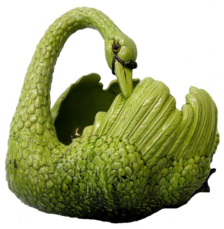 Appraisal: Large Victorian pottery jardiniere modelled as a swan with green