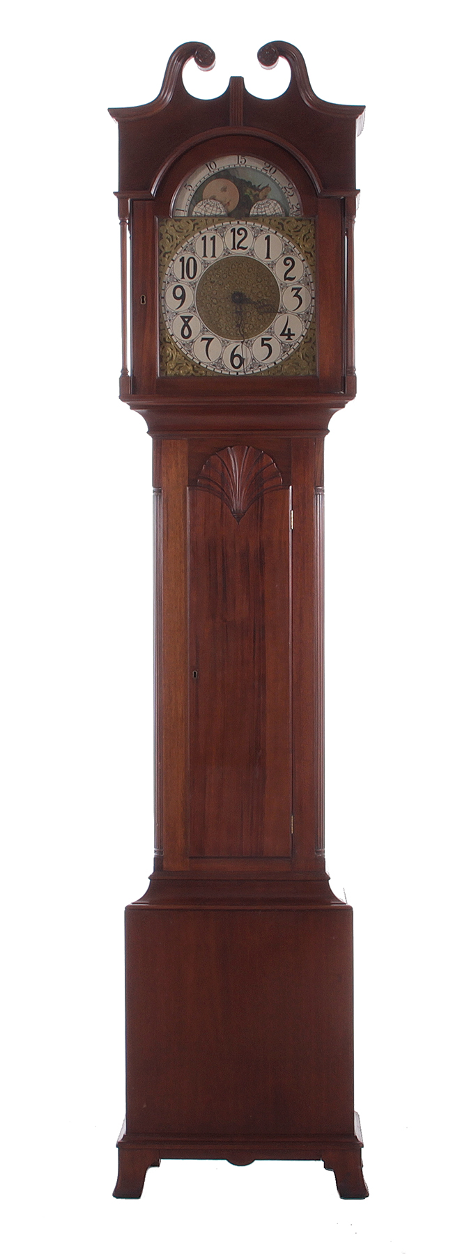 Appraisal: American walnut longcase clock early th century broken-arch crown arched