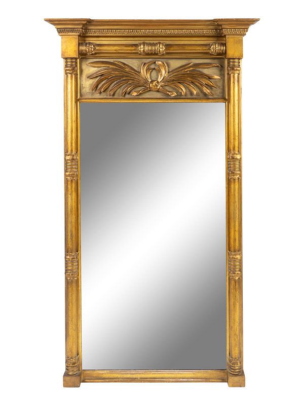 Appraisal: A Neoclassical Style Gilt Framed Trumeau Mirror Height x inches