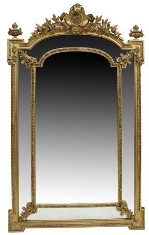 Appraisal: French Louis XVI style giltwood mirror th c shield crest