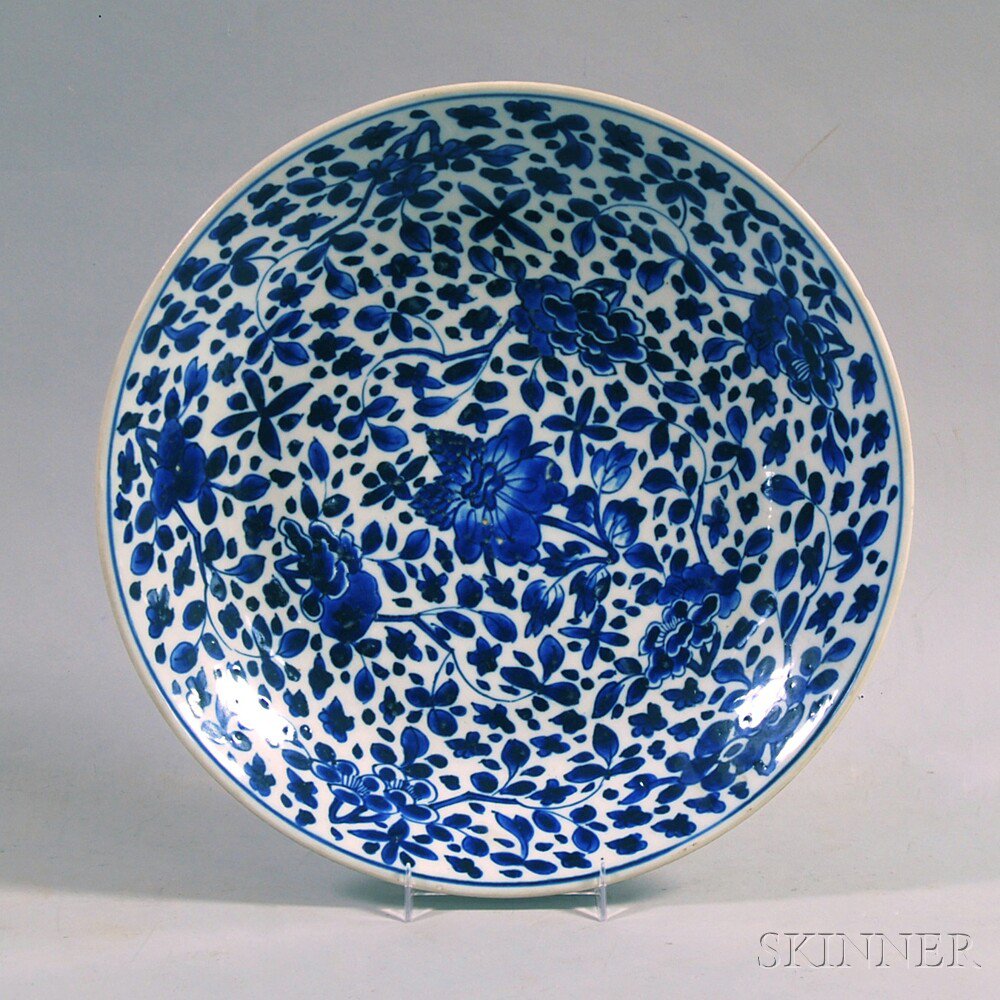 Appraisal: Blue and White Charger China decorated with various floral sprays