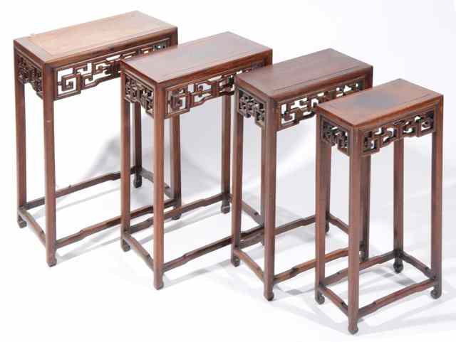 Appraisal: A QUARTETTO OF CHINESE HARDWOOD OCCASIONAL TABLES each with a