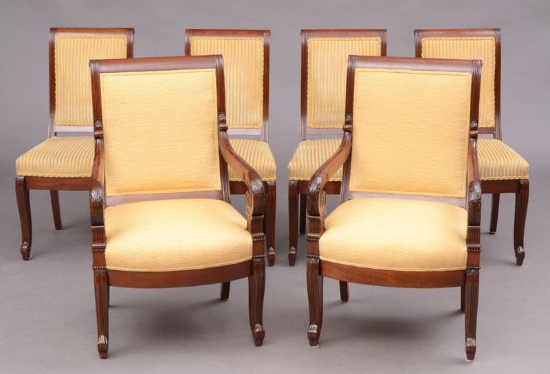 Appraisal: SET OF SIX CHARLES X CARVED MAHOGANY CHAIRS STAMPED JACOB